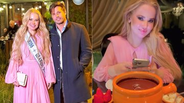 Marcela Tomaszewski usou a faixa de Miss Gramado 2025 em jantar