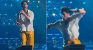 Nick Jonas levou um tombo durante show em Boston - Foto: Rede Sociais