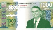 Nota com valor de R$ 1.000 e rosto de Bolsonaro viralizou nas redes sociais - Foto: Reprodução