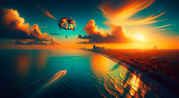 Sensação de liberdade faz do parasailing uma das atividades mais empolgantes de Miami - Foto: Divulgação