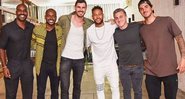 Rafael Zulu, Thiaguinho, Bruno Rezende, Neymar, Luciano Huck e Gabriel Medina - Reprodução/EXTRA