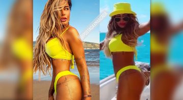 Comparação das fotos de Rafaella Santos - Reprodução/Instagram