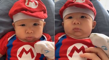 Sammy e Pyong Lee encheram a web de fofura ao mostrar Jake fantasiado de Mario - Foto: Reprodução/ Instagram