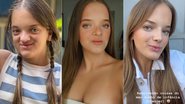 Rafaella Justus antes das rinoplastias, após o primeiro procedimento e atualmente
