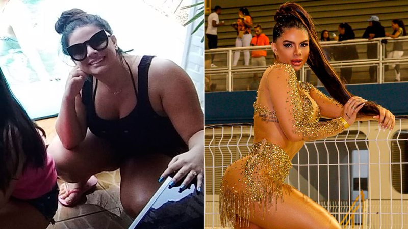 Raíssa Souza antes de eliminar 40 quilos e em foto mais atual - Foto: Arquivo pessoal e Wagner Duarte