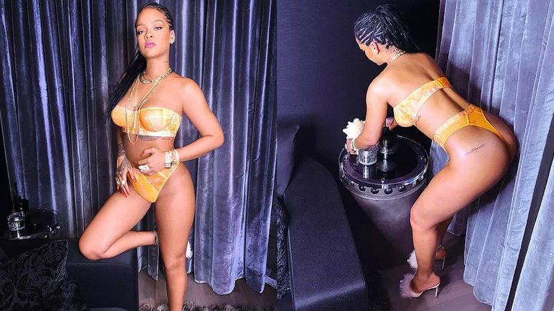Rihanna surgiu de lingerie amarela - Reprodução/Instagram@badgalriri