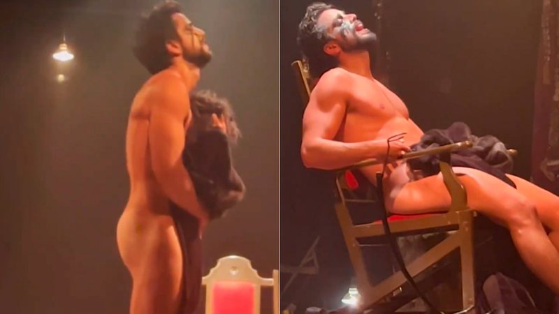 Rodrigo Simas aparece pelado em trecho do espetáculo “Prazer, Hamlet” - Foto: Reprodução/ Instagram@ciro_barcelos