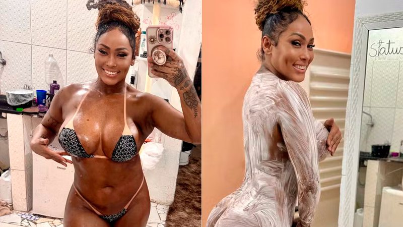 Rosiane Pinheiro mostrou procedimento para descolorir os pelos do corpo - Foto: Reprodução/ Instagram@rosianepinheiro