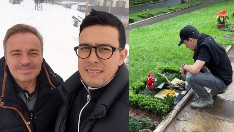 Na véspera da data em que completa um ano desde a morte de Gugu, Thiago Salvático visita seu túmulo - Reprodução/Instagram