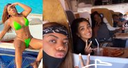 Ludmilla, Brunna e mãe comeram pizza em primeira classe - Reprodução/Instagram
