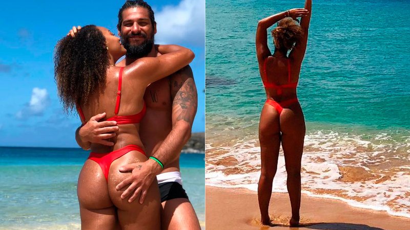 Sheron Menezes ganhou mão boba do marido em foto na praia - Foto: Reprodução/ @sheronmenezzes