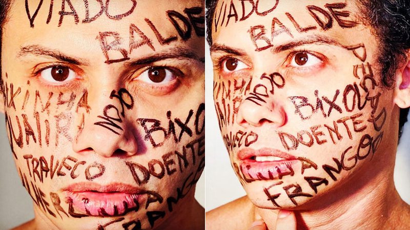 Silvero Pereira pintou xingamentos em seu rosto e falou sobre LGBTfobia - Foto: Reprodução/ Instagram