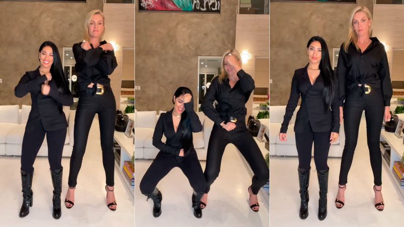 Ana Hickmann e Simaria arriscaram coreografia e diferença de altura chamou a atenção - Foto: Reprodução/ Instagram@simaria
