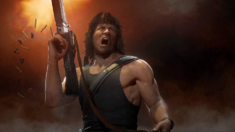 Rambo em seu visual clássico vai aparecer em Mortal Kombat 11, dublado pelo próprio Stallone - Reprodução/Twitter/NetherRealm Studios