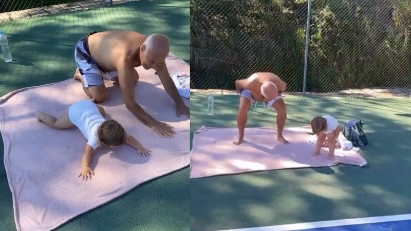 Tatá mostrou seu pai praticando várias 'posições' da atividade física - Reprodução/Instagram
