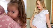 Filha de Thaeme faz carinho em sua barriga de gestante - Foto: Reprodução / Instagram @thaeme