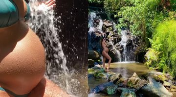 Thaila Ayala exibe sua barriga de gestante durante banho de cachoeira - Foto: Reprodução / Instagram @thailaayala