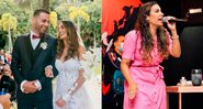 Thiago Maia em seu casamento com Isadora Pomeo, em fevereiro, e a missionária Gabriela Lopes - Foto: Reprodução/ Divulgação e Instagram@gabrielalopes_oficial