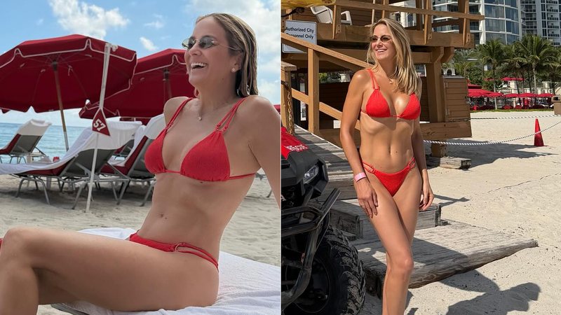 Ticiane Pinheiro exibiu a boa forma de biquíni durante férias em Miami