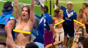 Torcedoras argentinas, Milu e Noe fizeram topless no final da Copa - Foto: Reprodução/ Instagram@noe.dreams1