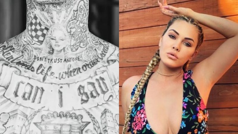 Travis Barker tatua frase "não confie em ninguém" - Foto: Reprodução / Instagram @tattooloversshop e @shannamoakler
