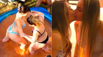 Juliana Bonde com a irmã, Márcia (à esquerda), e o beijo entre duas participantes do reality - Foto: Reprodução/ Instagram