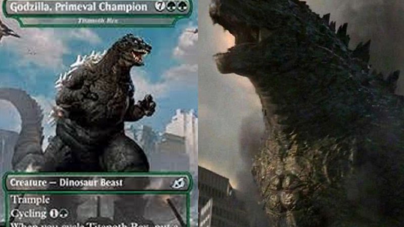 Godzilla no card e no filme - Reprodução