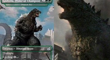 Godzilla no card e no filme - Reprodução