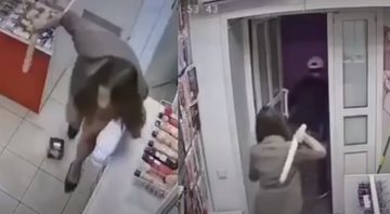 Vendedora usou consolo de borracha de duas extremidades para expulsar o ladrão - Foto: Reprodução/ YouTube