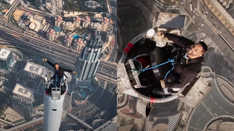 Will Smith no topo do mair prédio do mundo - Foto: Reprodução / YouTube