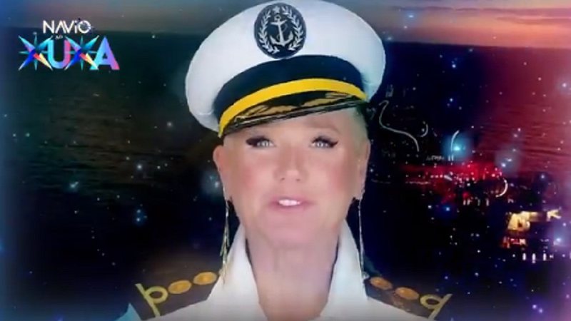 Xuxa no anúncio de seu navio temático - Foto: Reprodução / Twitter