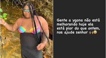 Ygona Moura está em estado grave, internada no hospital Cidade Tiradentes, em São Paulo - Foto: Reprodução / Instagram@ygona.moura
