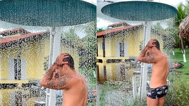 Zé Felipe tomou banho de sunga e tamanho de ducha surpreendeu seguidores - Foto: Reprodução/ Instagram