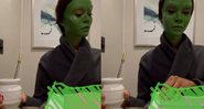 Atriz compartilhou registro nas redes sociais em que aparece com a maquiaguem de Gamora - Foto: Reprodução / Instagram @zoesaldana