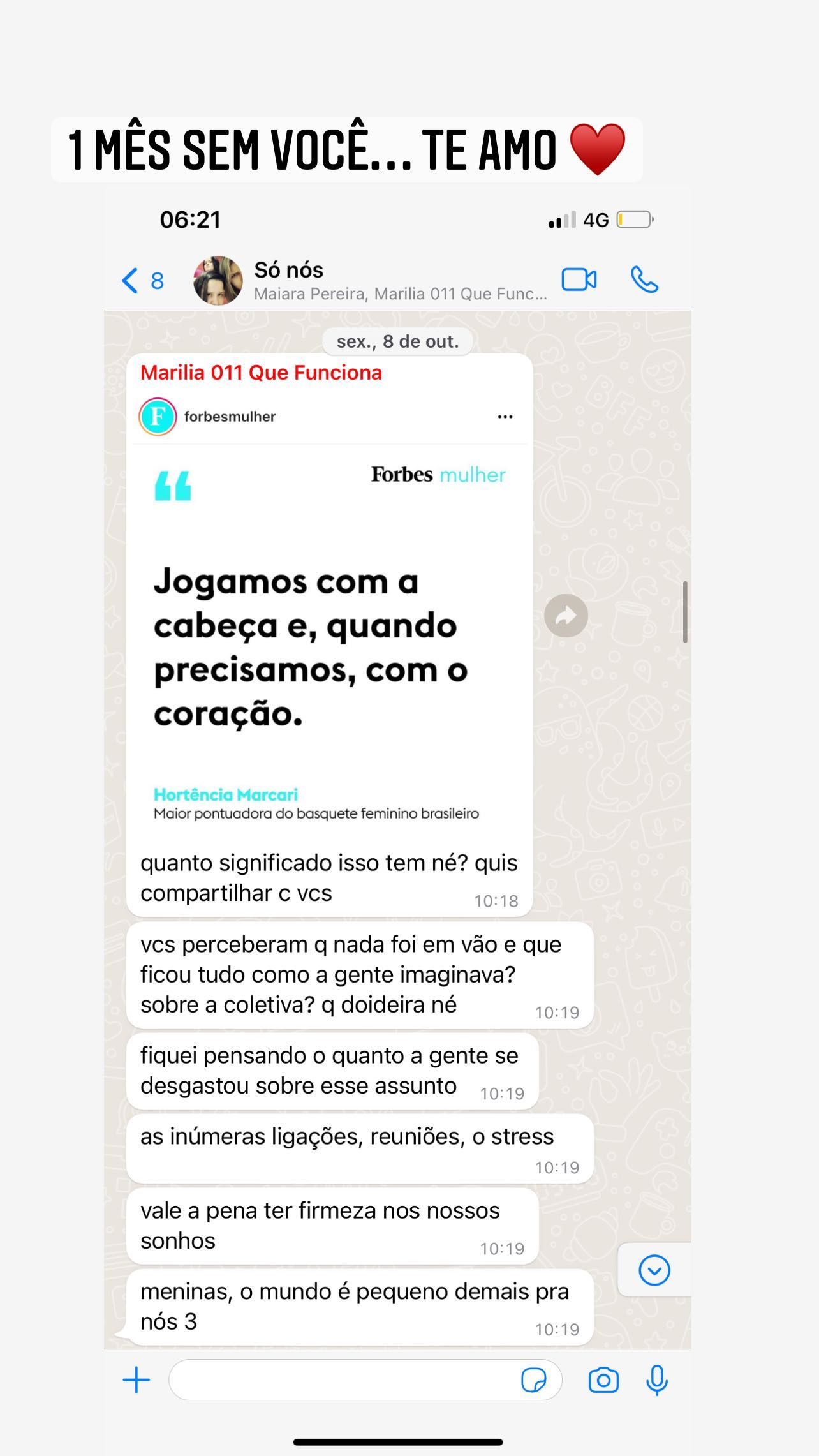 Maraisa mostra troca de mensagens com Marília Mendonça - Foto: Reprodução/Instagram