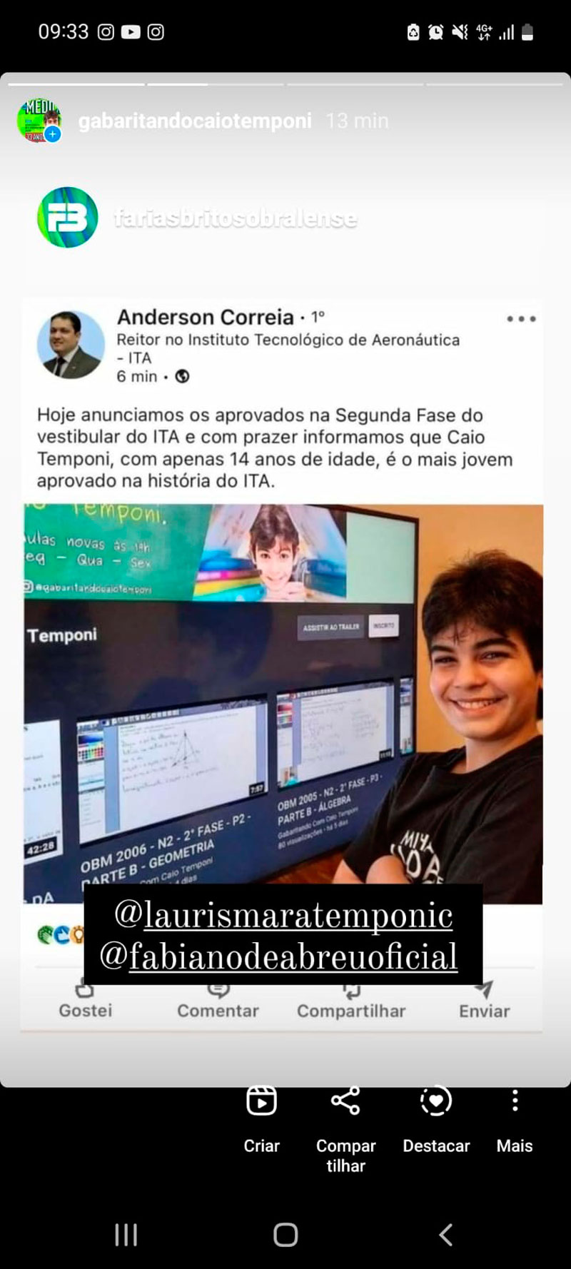 Caio Temponi fez história ao ser aprovado no vestibular do ITA - Foto: Reprodução