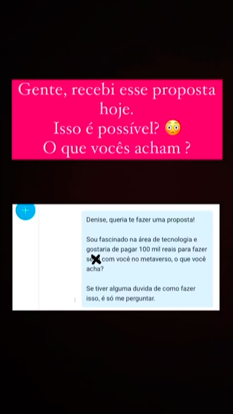 Denise Rocha recebeu proposta para fazer sexo no metaverso - Foto: Reprodução/ Instagram@deniserocha.oficial