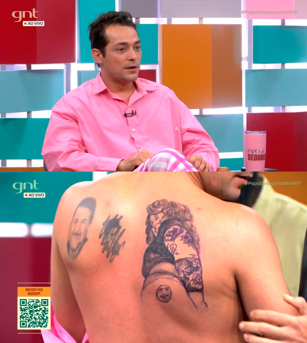 Eduardo Sterblitch homenageou tatuadora que tatuou seu rosto no bumbum - Foto: GNT/ Papo de Segunda