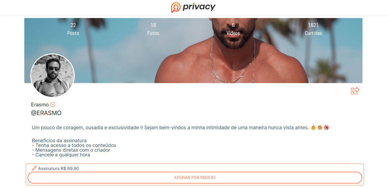 Erasmo Viana criou conta na Privacy para vender nudes - Foto: Reprodução