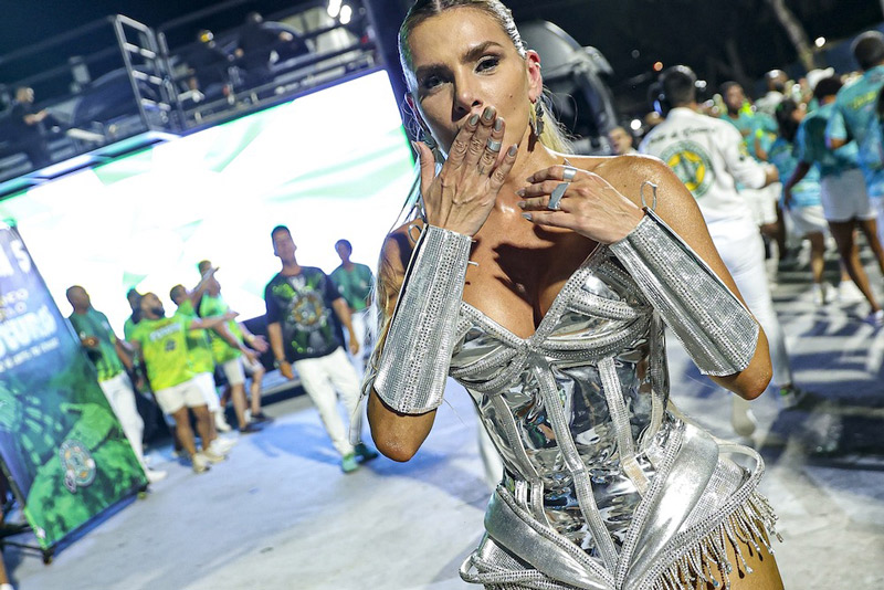 Erika Schneider em ensaio técnico da Mocidade na Sapucaí - Foto: Anderson Bordê/ Divulgação