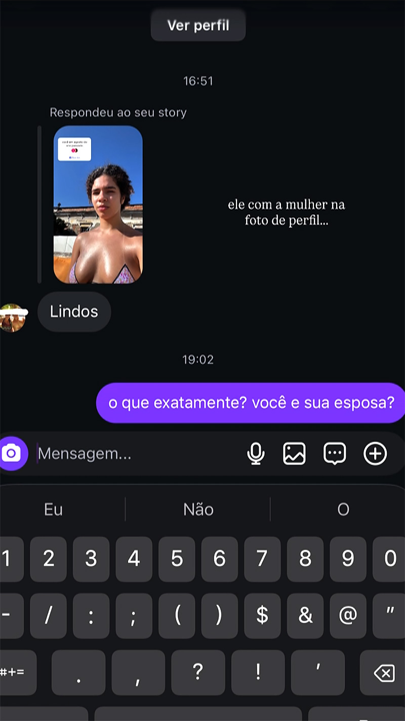 Ex-BBB Maria mostrou mensagem que recebeu de homem casado - Foto: Reprodução/ Instagram@eumaria