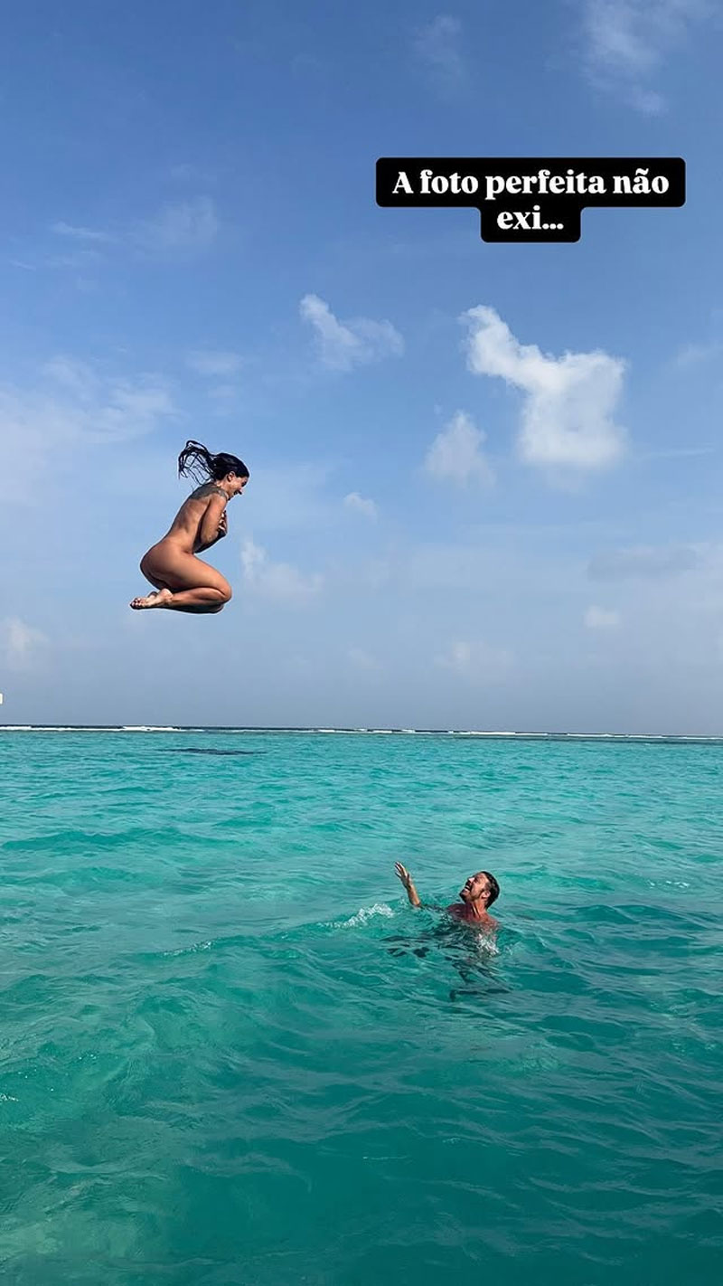 Fábio Porchat e Priscila tomaram banho de mar pelados nas Maldivas - Foto: Reprodução/ Instagram@fabioporchat