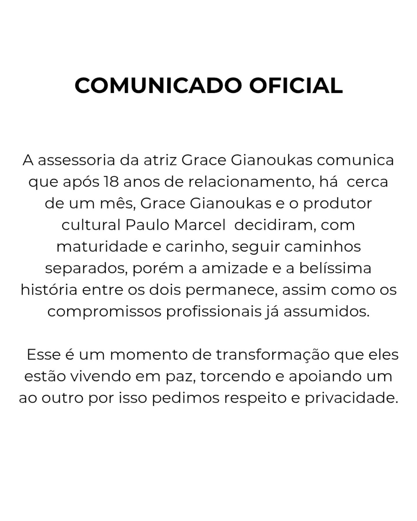 Grace Gianoukas anunciou fim do casamento com Paulo Marcel - Foto: Reprodução/ Instagram@gracegianoukas