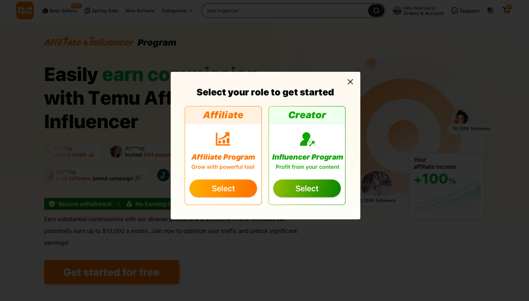 Programa de Afiliados TEMU