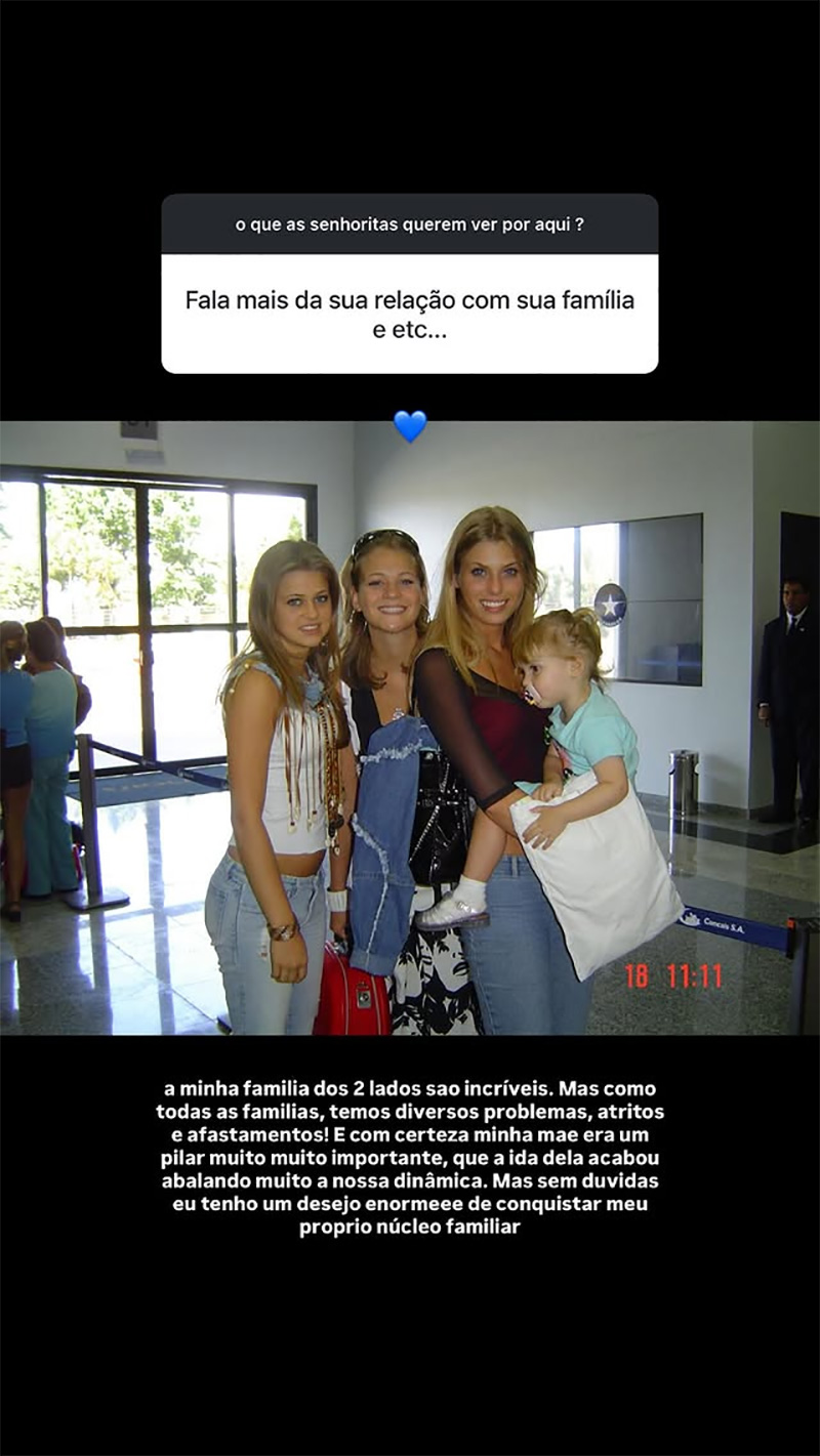 Isabelle Bittencourt contou que a morte da mãe mudou a dinâmica familiar - Foto: Reprodução/ Instagram@bellebitten