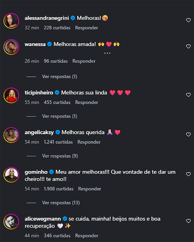 Famosos enviaram mensagens de apoio para Ivete Sangalo após o acidente - Foto: Reprodução/ Instagram@ivetesangalo