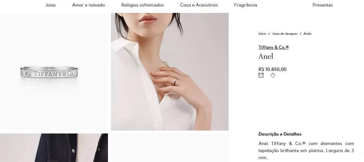 Marca exibe anel que custa cerca de 10 mil reais - Foto: Tiffany & Co