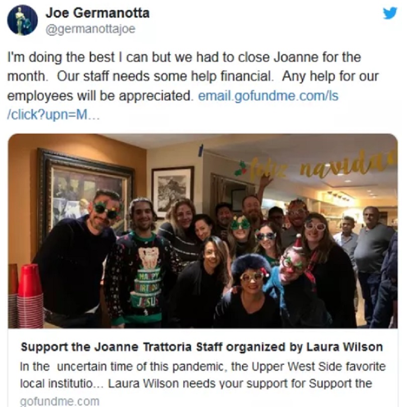 Mensagem apagada no Twitter de Joe Germanotta