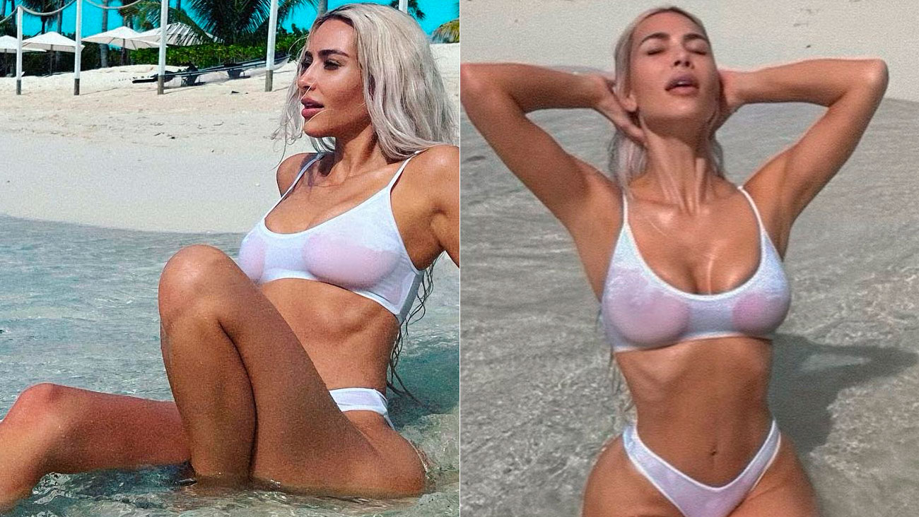 Cenapop · Kim Kardashian faz a “gata molhada” na praia e é criticada:  “Desesperada”