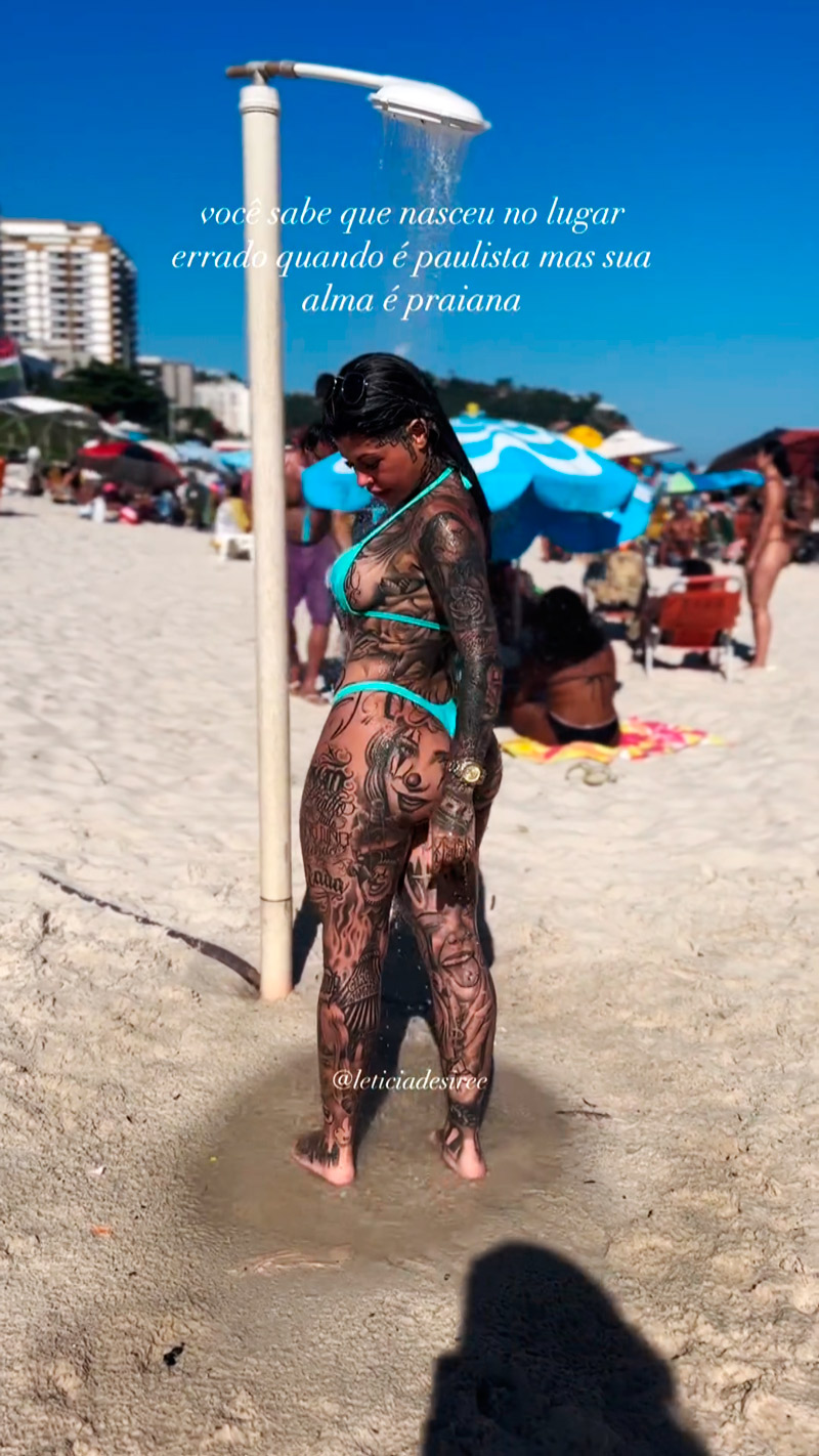 Leticia Desiree recebeu apoio após críticas por exibir corpo tatuado - Foto: Reprodução/ Instagram@leticiadesiree